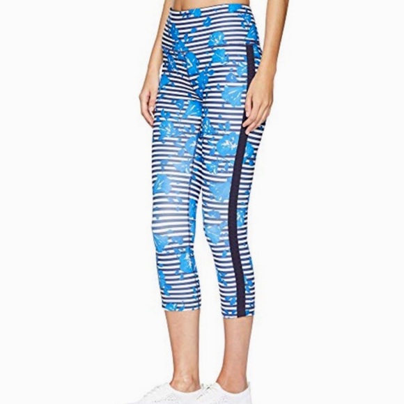 Kate Spade Blue Hibiscus Striped Legging - Picture 1 of 8